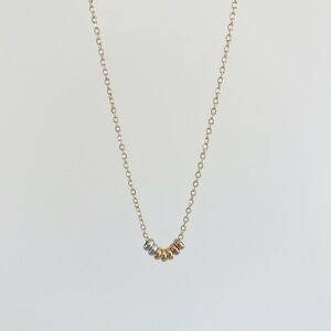 Seven Lucky Rings Necklace 14K Gold Italy | Tri-Color | Vintage Fine Jewelry